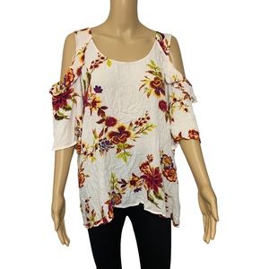 Eyeshadow Cold Shoulder Flowy Blouse Floral Size 2X